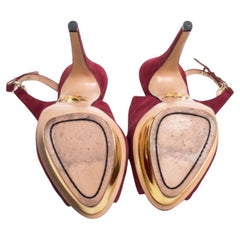 Charlotte Olympia Maroon Suede Slingback Peep Toe Platform Pumps Size 38