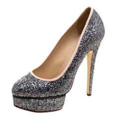 Charlotte Olympia Metallic Glitter Priscilla Platform Pumps Size 41