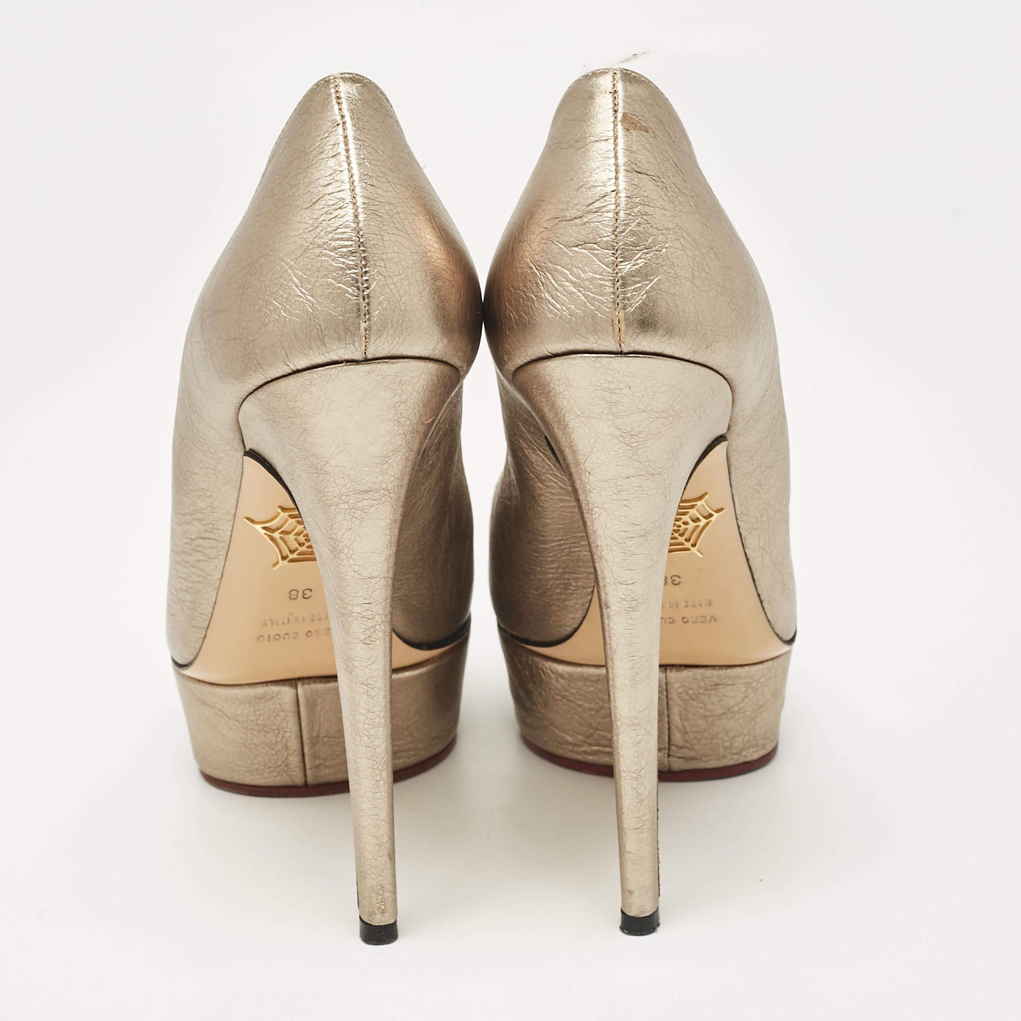 De las mujeres Charlotte Olympia Bombas de plataforma Dolly de piel metalizada Talla 38 en venta