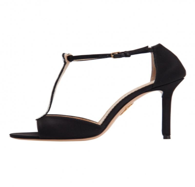 Charlotte Olympia Sandali con cinturino a T in raso monocromatico Taglia 36,5 in vendita 2