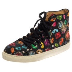 Charlotte Olympia Multicolor Jewel Print Canvas High Top Sneakers Size 36
