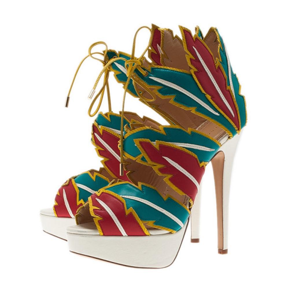 Women's Charlotte Olympia Multicolor Leather Cherokee Platform Sandals Size 38