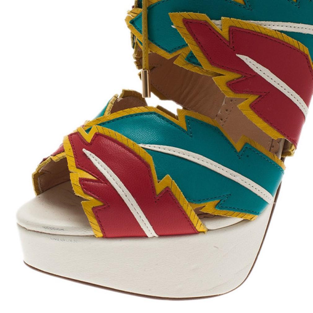 Charlotte Olympia Multicolor Leather Cherokee Platform Sandals Size 38 4