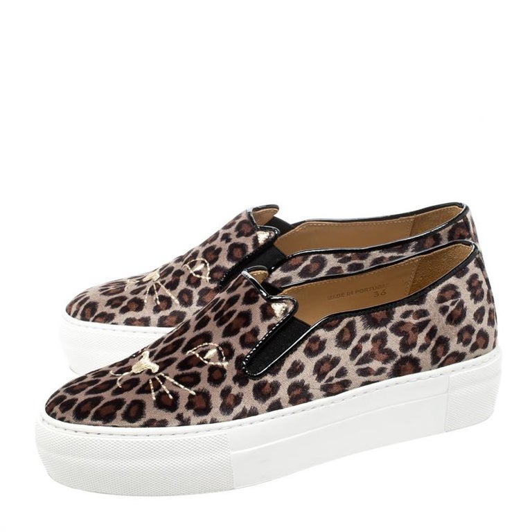 Charlotte Olympia Multicolor Leopard Print Velvet Cool Cats Slip On