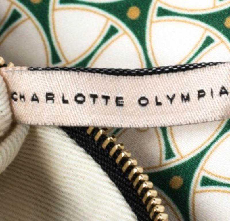 Charlotte Olympia Multicolor Printed Fabric Zip Pouch For Sale 5