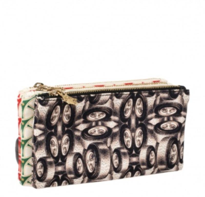 Charlotte Olympia Multicolor Printed Fabric Zip Pouch For Sale 1