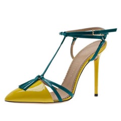 Charlotte Olympia Neon Patent Trixie T-Strap Sandals Size 40