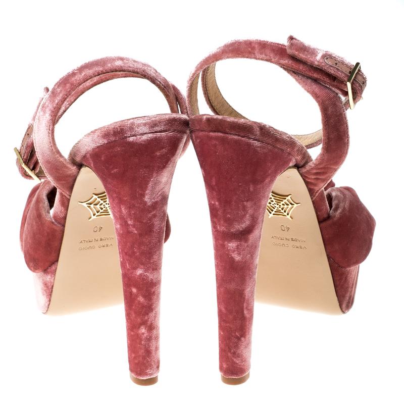 Charlotte Olympia Velvet Sandals in Pink Womens Shoes Heels Wedge sandals 