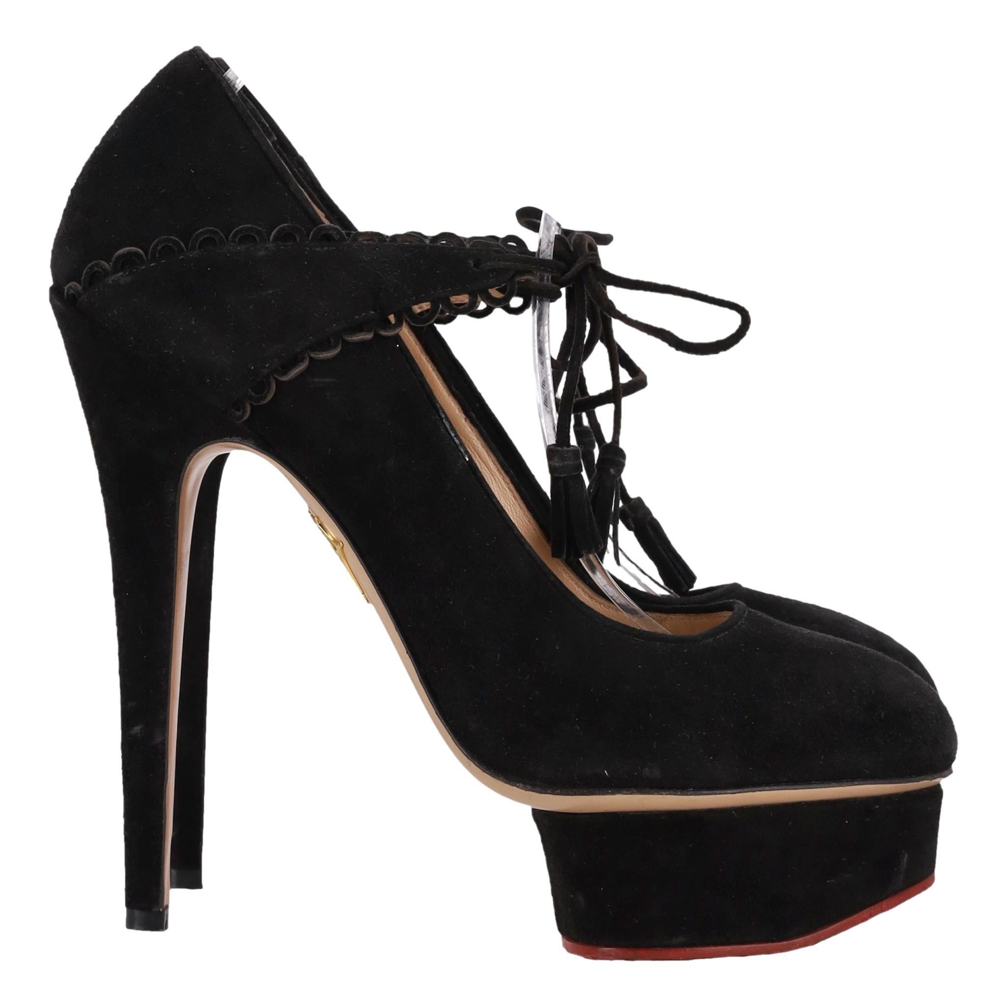 Black Charlotte Olympia Ophelia Suede Platform Heels For Sale