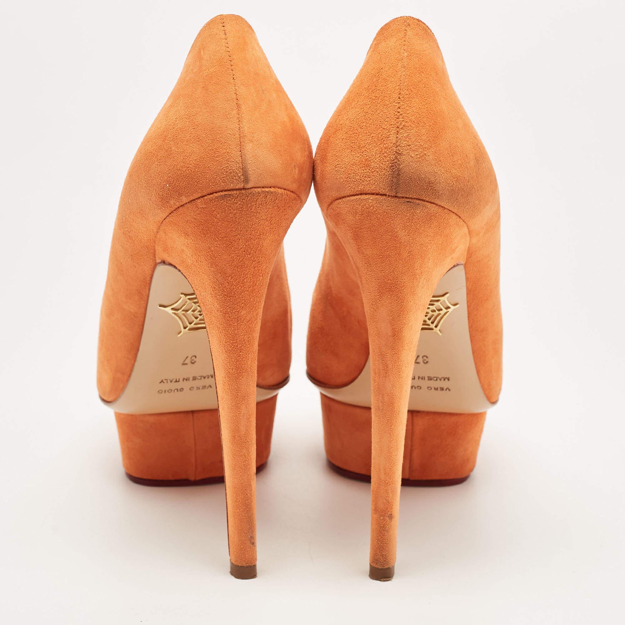 Donna Charlotte Olympia Pumps Dolly in pelle scamosciata arancione taglia 37 in vendita