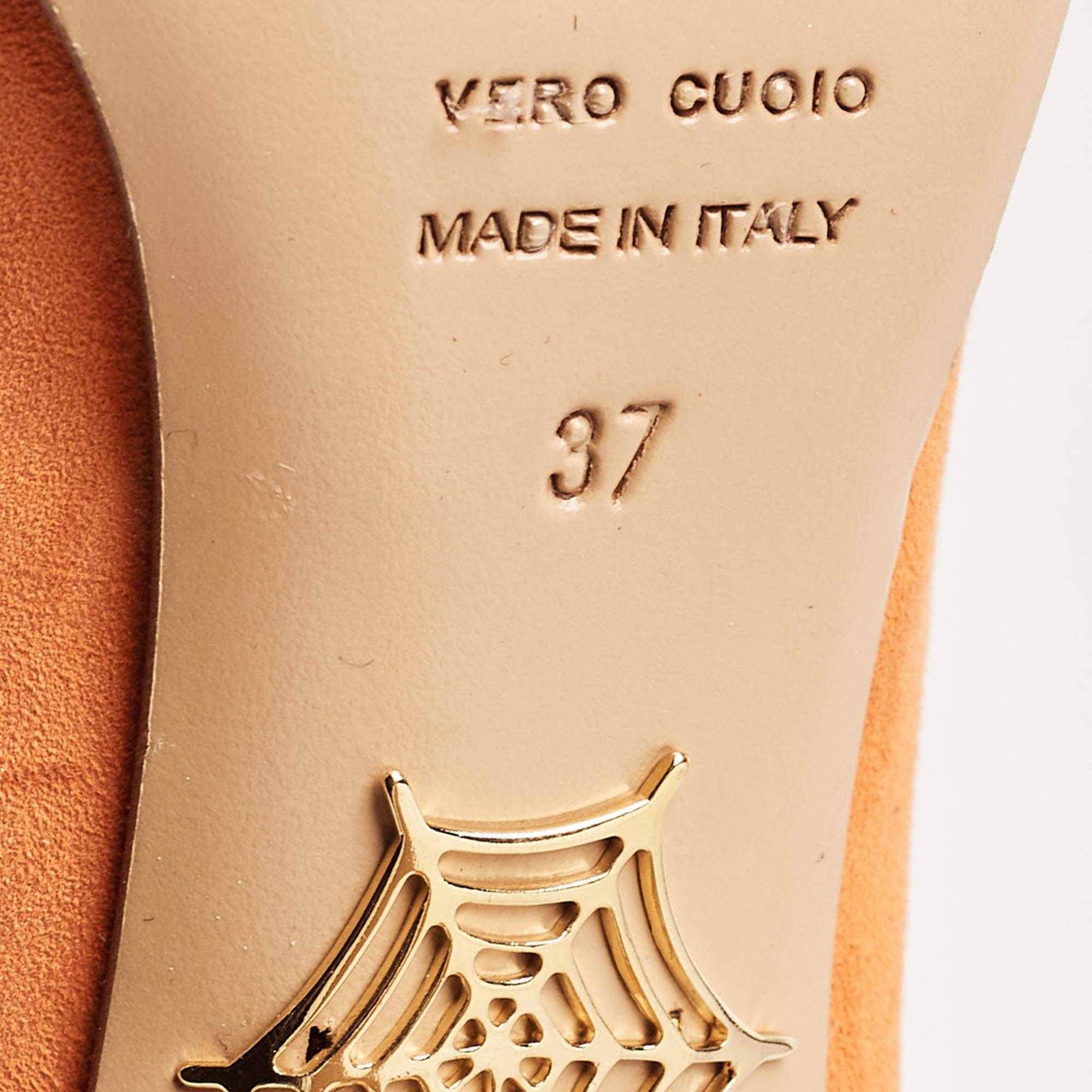 Charlotte Olympia Pumps Dolly in pelle scamosciata arancione taglia 37 in vendita 3