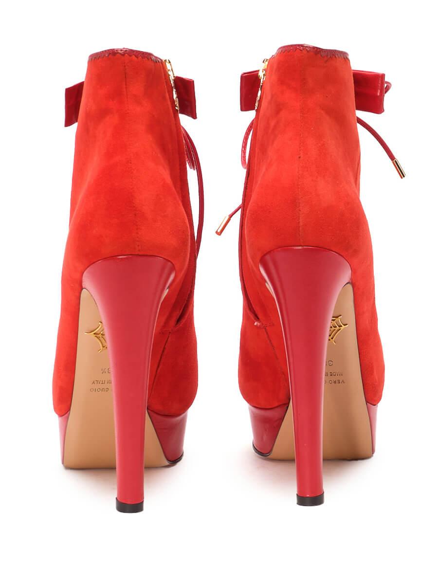 Charlotte Olympia - Bottines à plateforme en daim orange - Taille UK 5.5 Bon état - En vente à London, GB