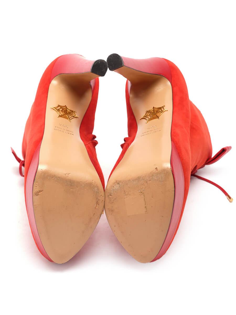 Charlotte Olympia - Bottines à plateforme en daim orange - Taille UK 5.5 Pour femmes en vente