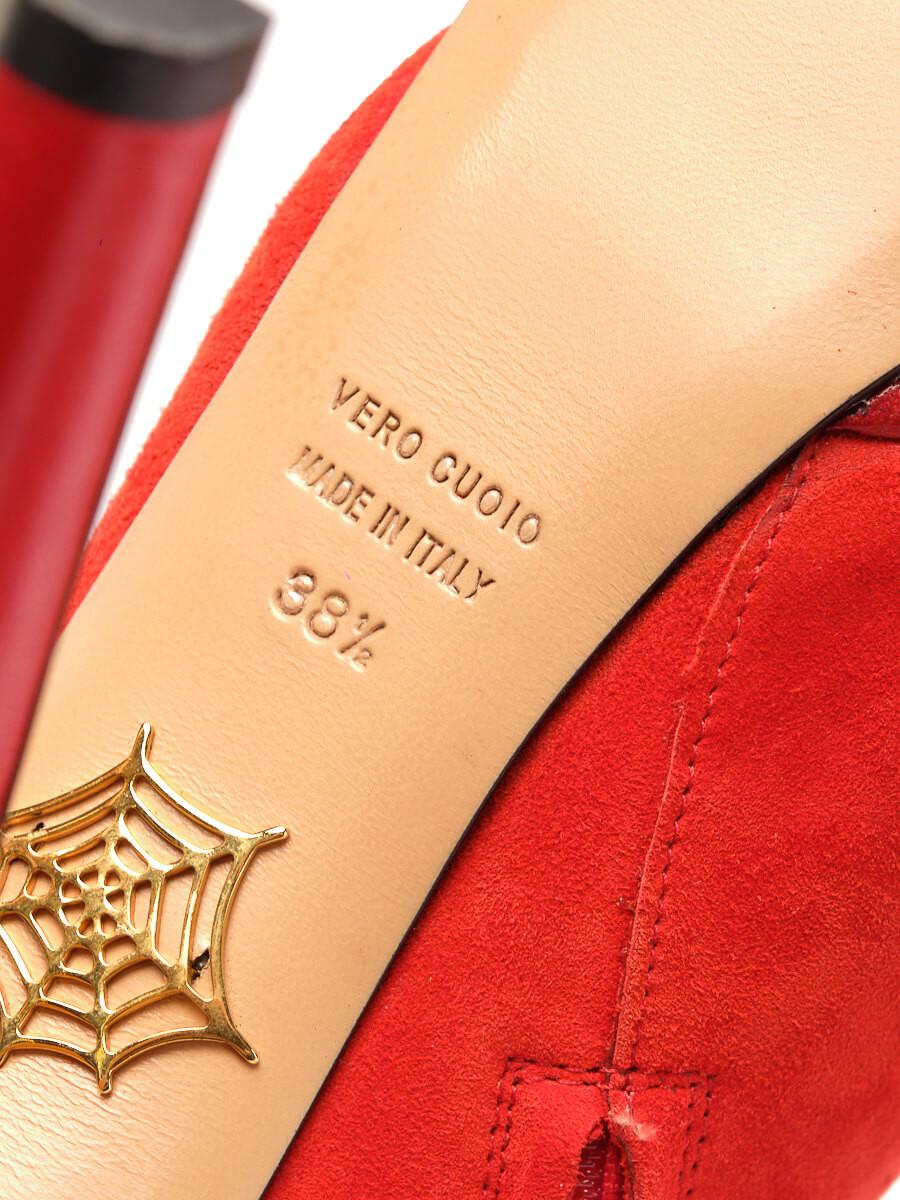 Charlotte Olympia - Bottines à plateforme en daim orange - Taille UK 5.5 en vente 1