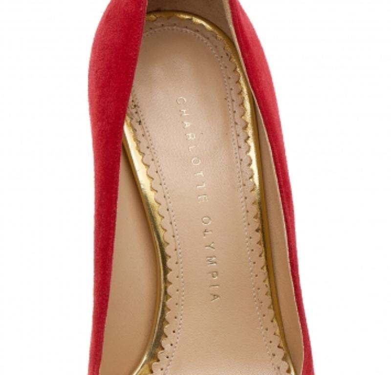 Charlotte Olympia Orange Suede Platform Pumps Size 38 4