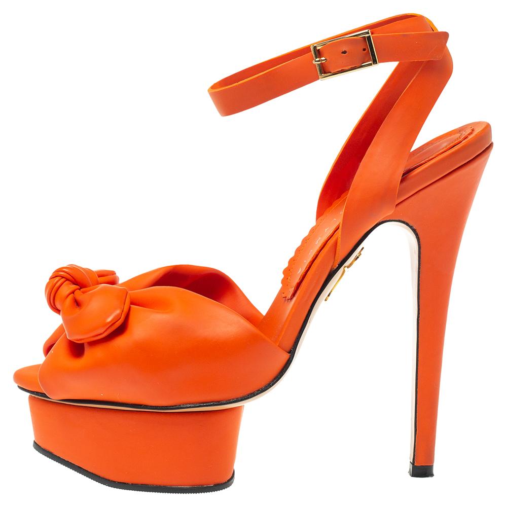 orange bow heels
