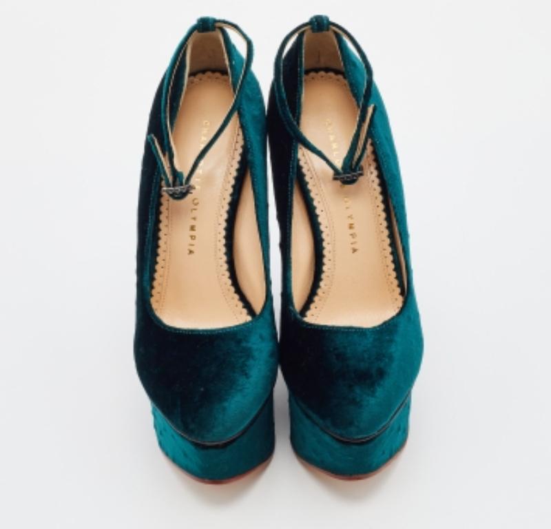 Charlotte Olympia Ostrich Effect Wedge Platform Ankle Strap Pumps Size 37.5 For Sale 3