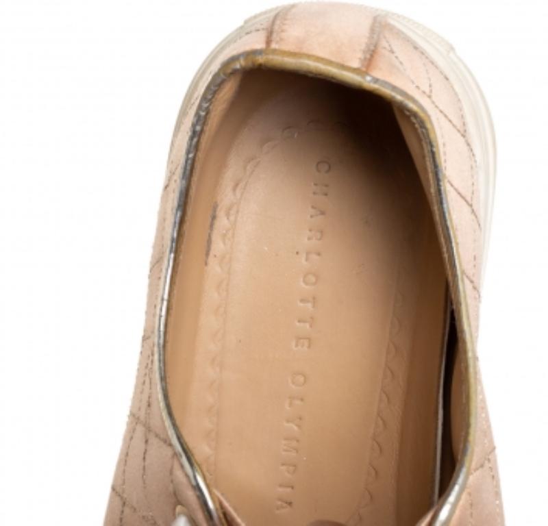 Charlotte Olympia Peach Satin Web Low Top Sneakers Size 36.5 For Sale 1