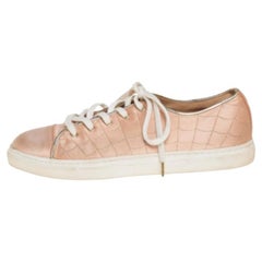 Charlotte Olympia Peach Satin Web Low Top Sneakers Size 36.5