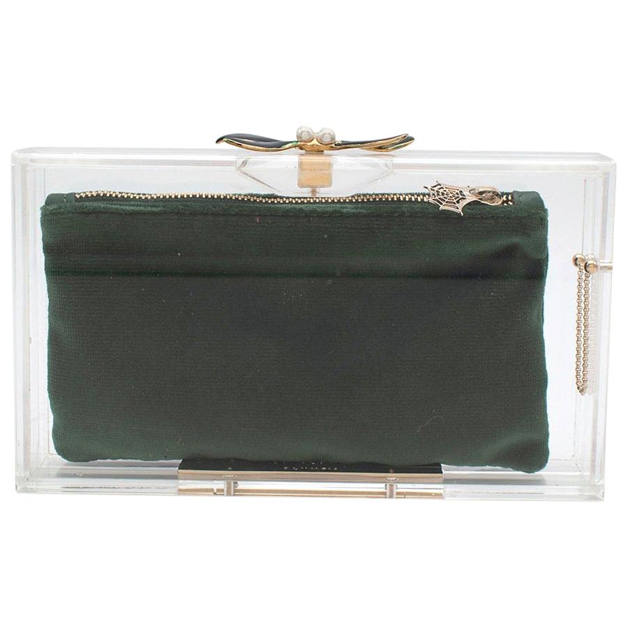 Charlotte Olympia Perspex Clutch with Emerald Velvet Pouch at 1stDibs