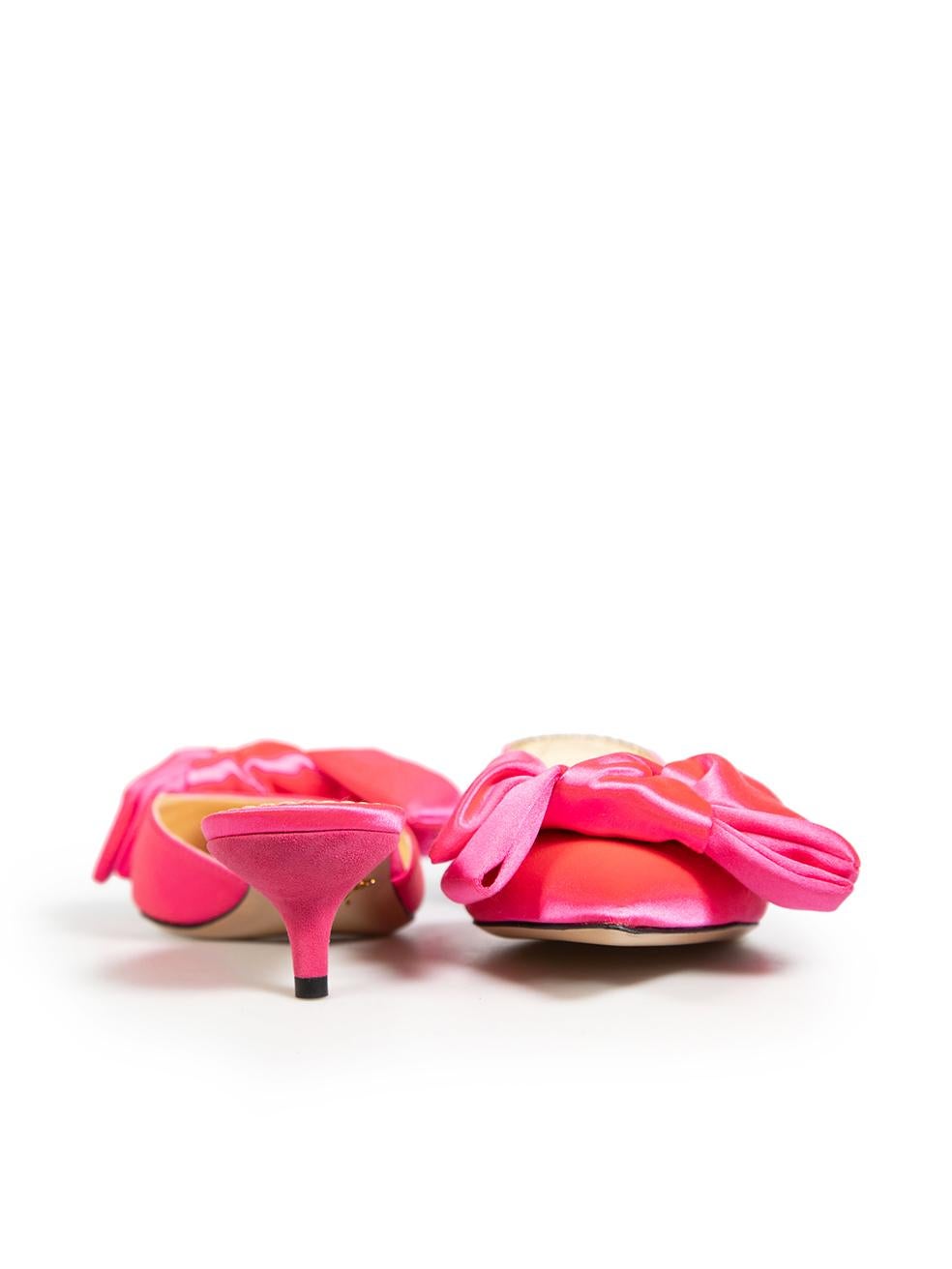 Charlotte Olympia Pink Bow Accent Mules Size IT 35 In New Condition In London, GB