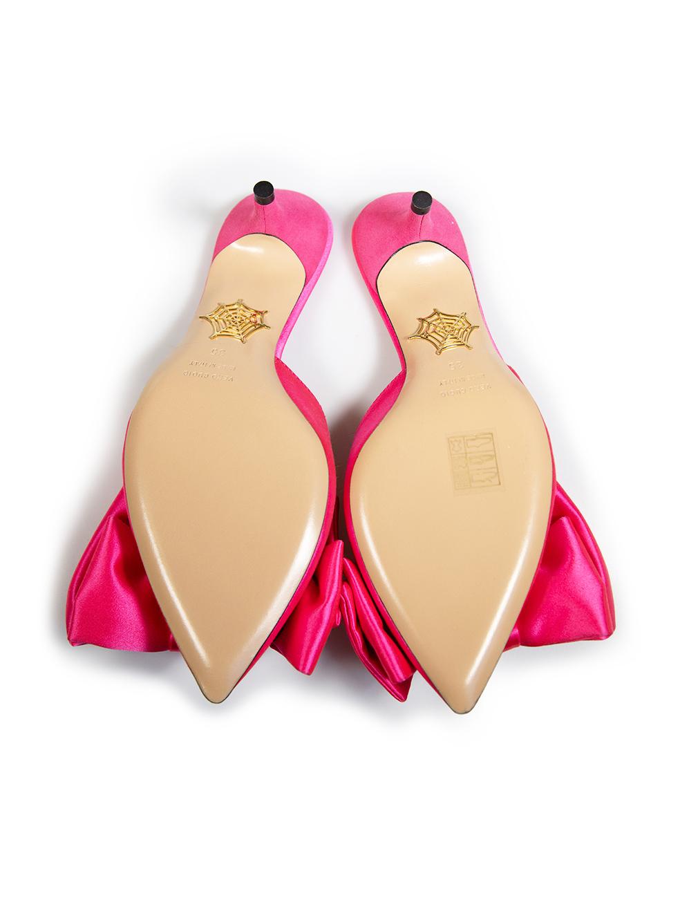 Women's Charlotte Olympia Pink Bow Accent Mules Size IT 35