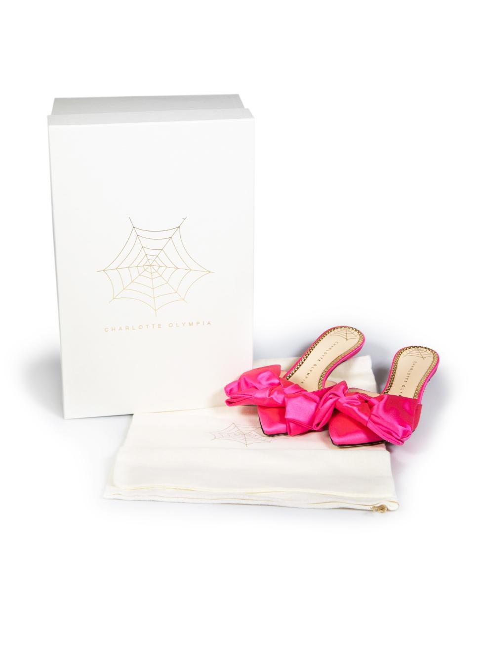 Charlotte Olympia Pink Bow Accent Mules Size IT 35 2