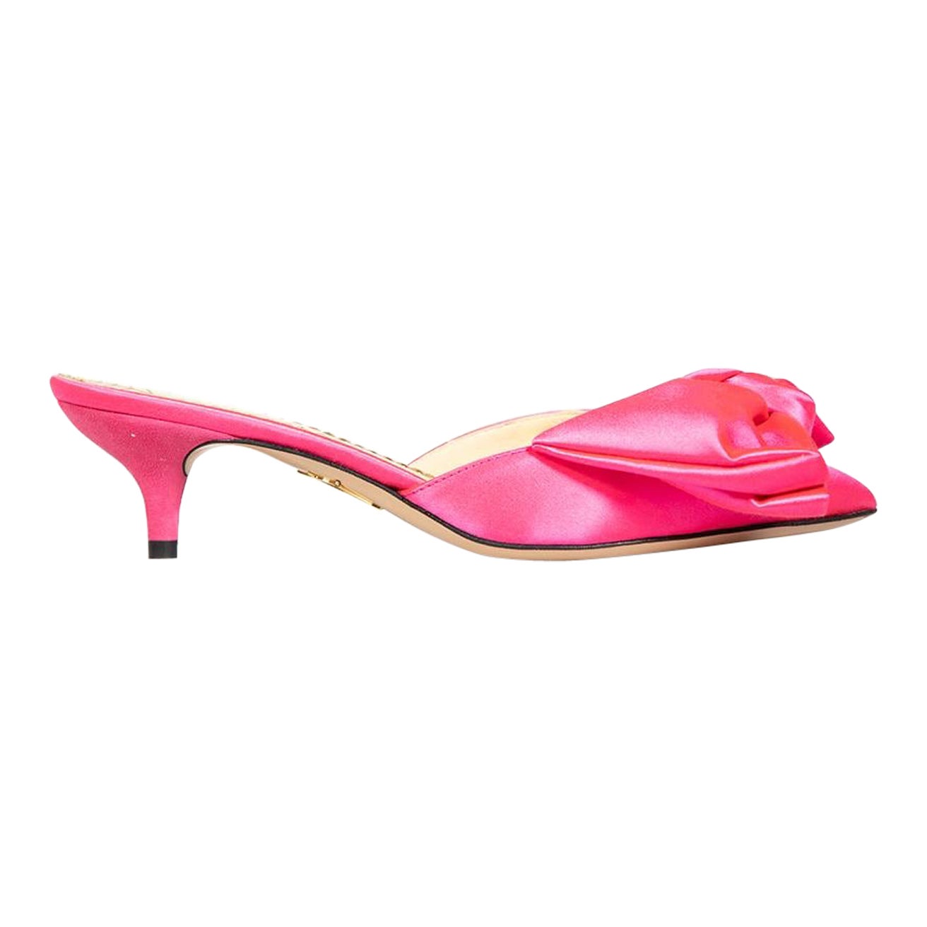 Charlotte Olympia Pink Bow Accent Mules Size IT 35