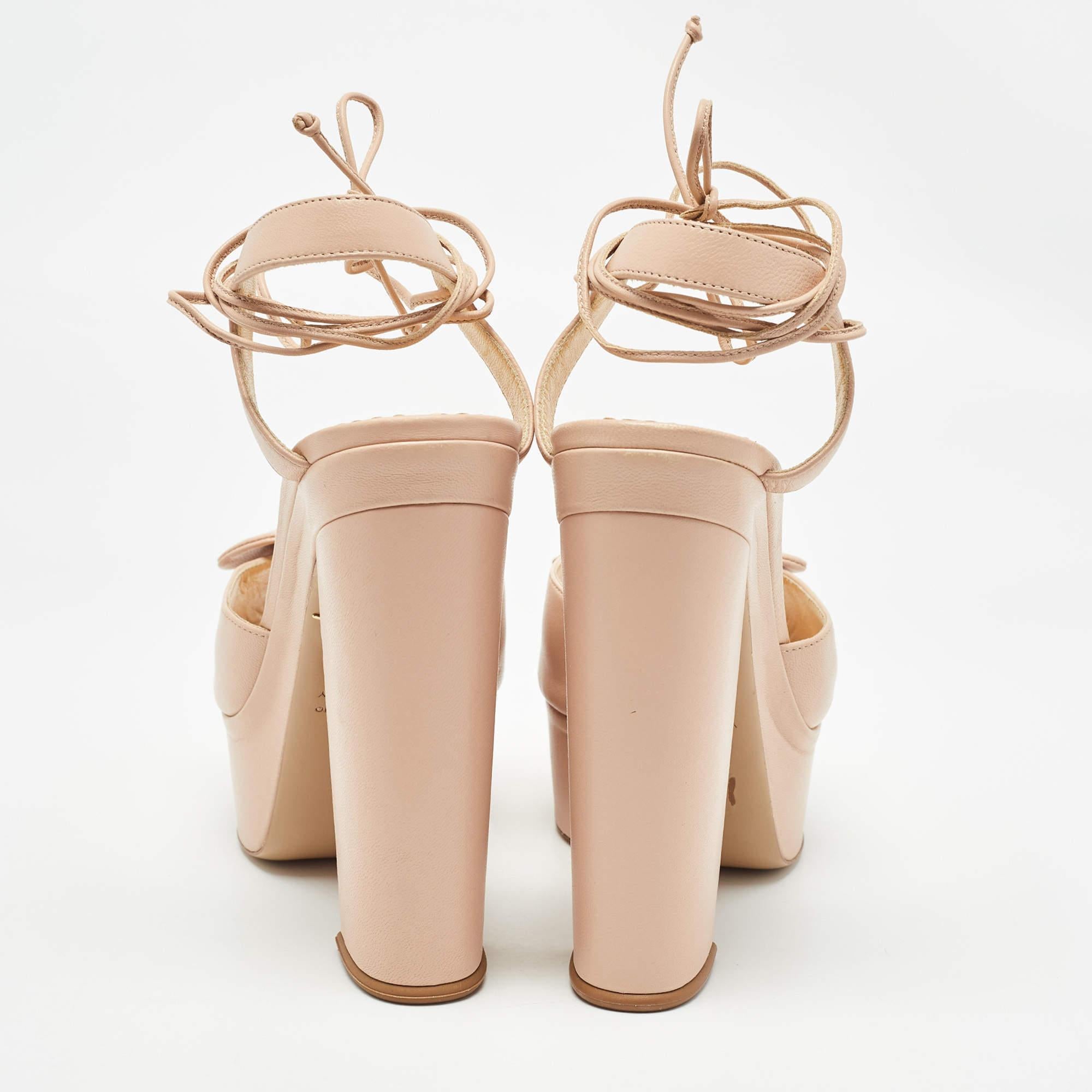 Women's Charlotte Olympia Pink Leather Bow Platform Sandals Size 41 For Sale