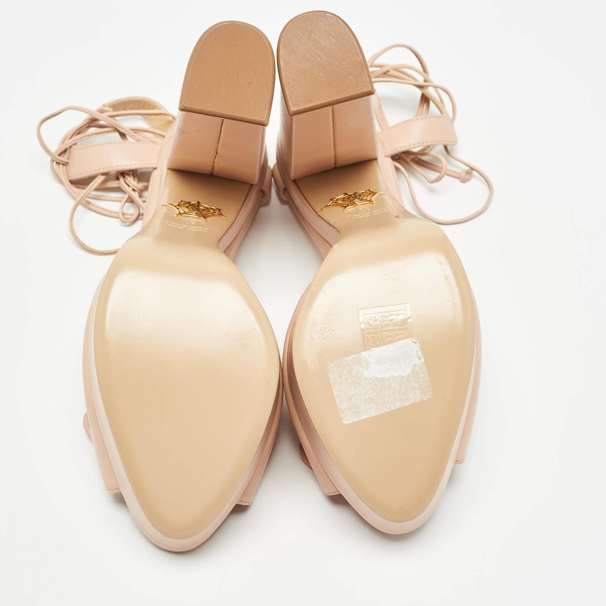 Charlotte Olympia Pink Leather Bow Platform Sandals Size 41 For Sale 1