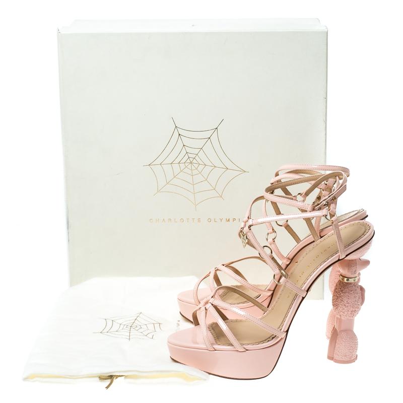 Charlotte Olympia Pink Patent Leather Strappy Platform Sandals Size 40 3