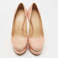 Charlotte Olympia Pink Python Priscilla Platform Pumps Size 37