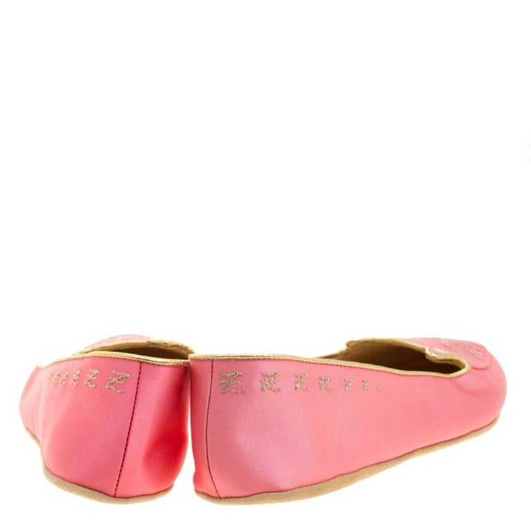 Charlotte Olympia Pink Satin Cat Nap Slipper Set XS For Sale at 1stDibs