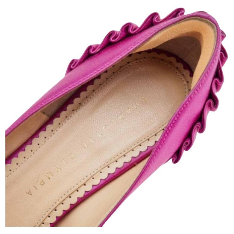 De las mujeres Charlotte Olympia Pink Satin Paloma Fan Pleat Platform Pumps Size 38.5 en venta