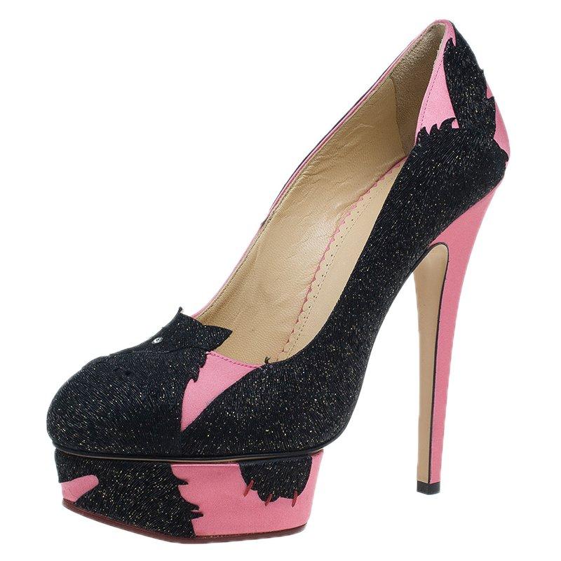 Charlotte Olympia Pink Satin She Wolf Platform Pumps Size 38 For Sale ...