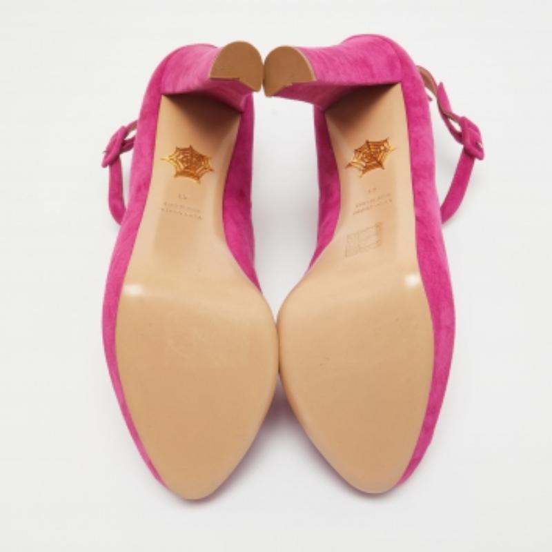 Rose Charlotte Olympia - Escarpins en daim et peau de serpent rose - Taille 41 en vente