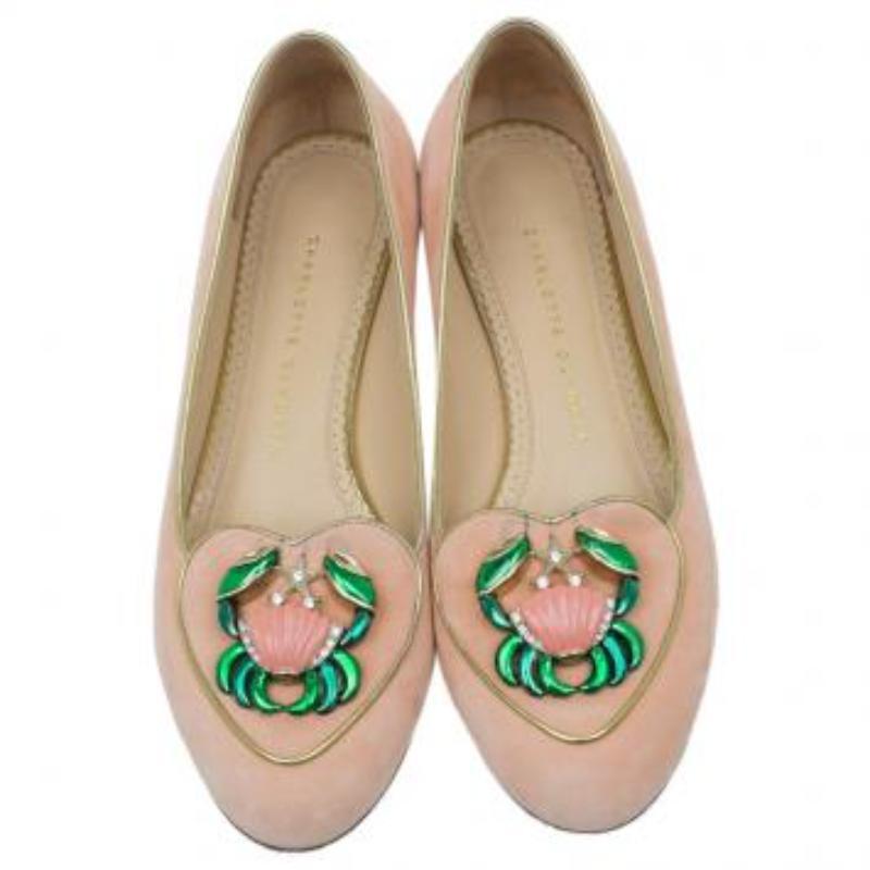 Charlotte Olympia - Slippers en daim rose Cancer Smoking Taille 39 Pour femmes en vente