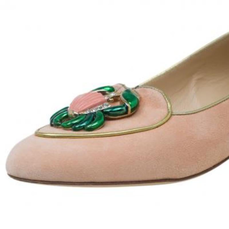 Charlotte Olympia - Slippers en daim rose Cancer Smoking Taille 39 en vente 2