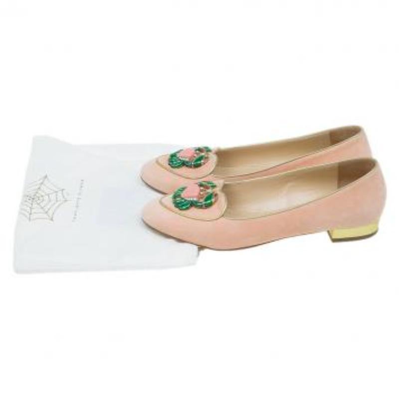 Charlotte Olympia - Slippers en daim rose Cancer Smoking Taille 39 en vente 4