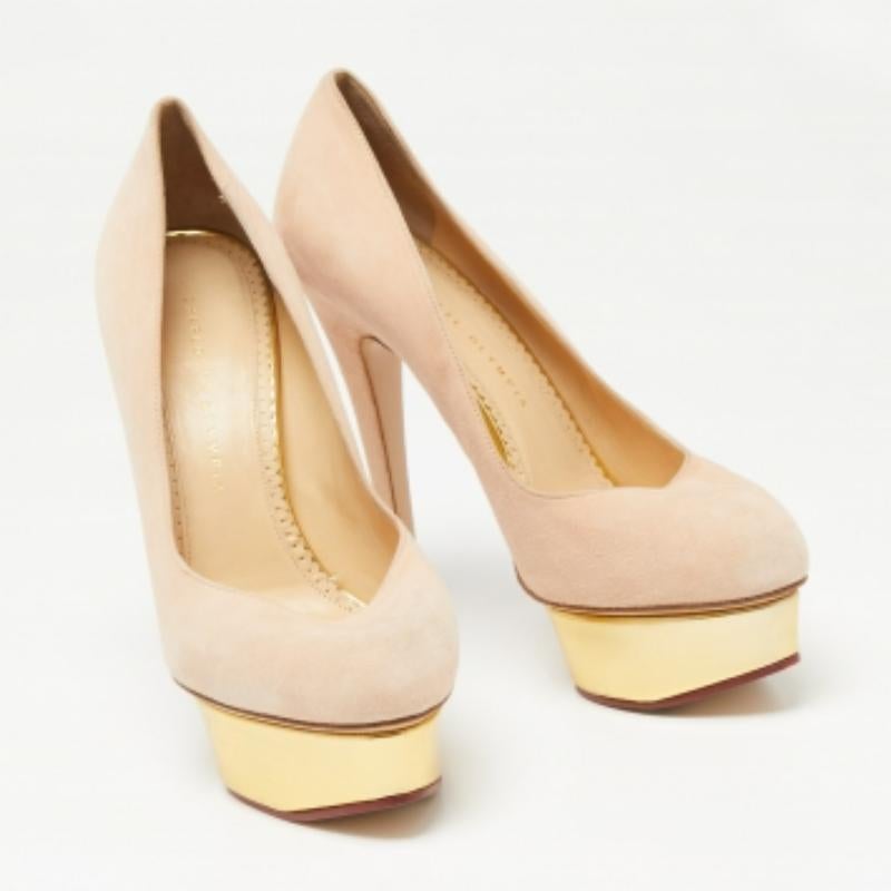 Charlotte Olympia Bombas de plataforma Debbie de ante rosa Talla 39.5 Beige en venta