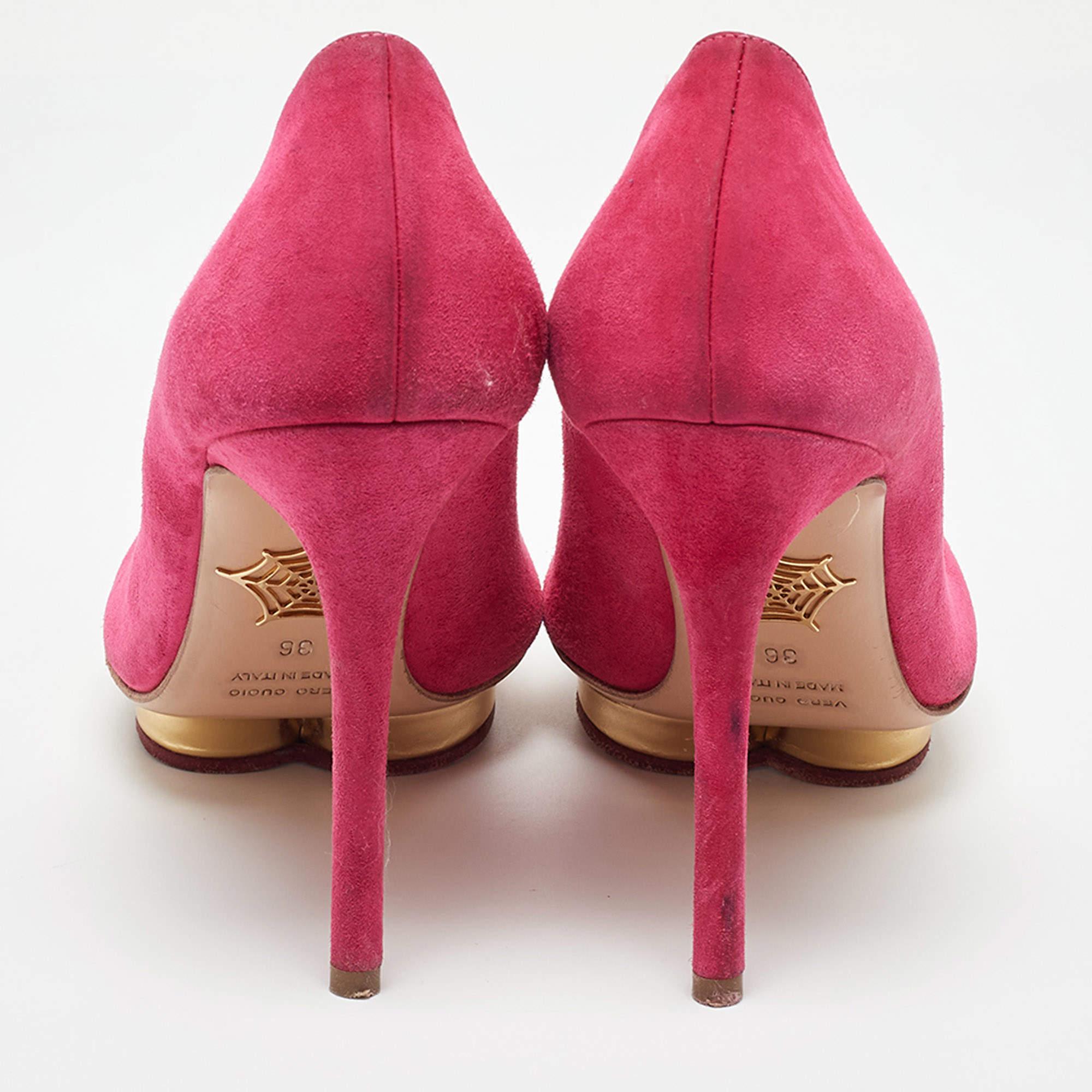 Charlotte Olympia escarpins à plateforme en daim rose taille 36 Pour femmes en vente