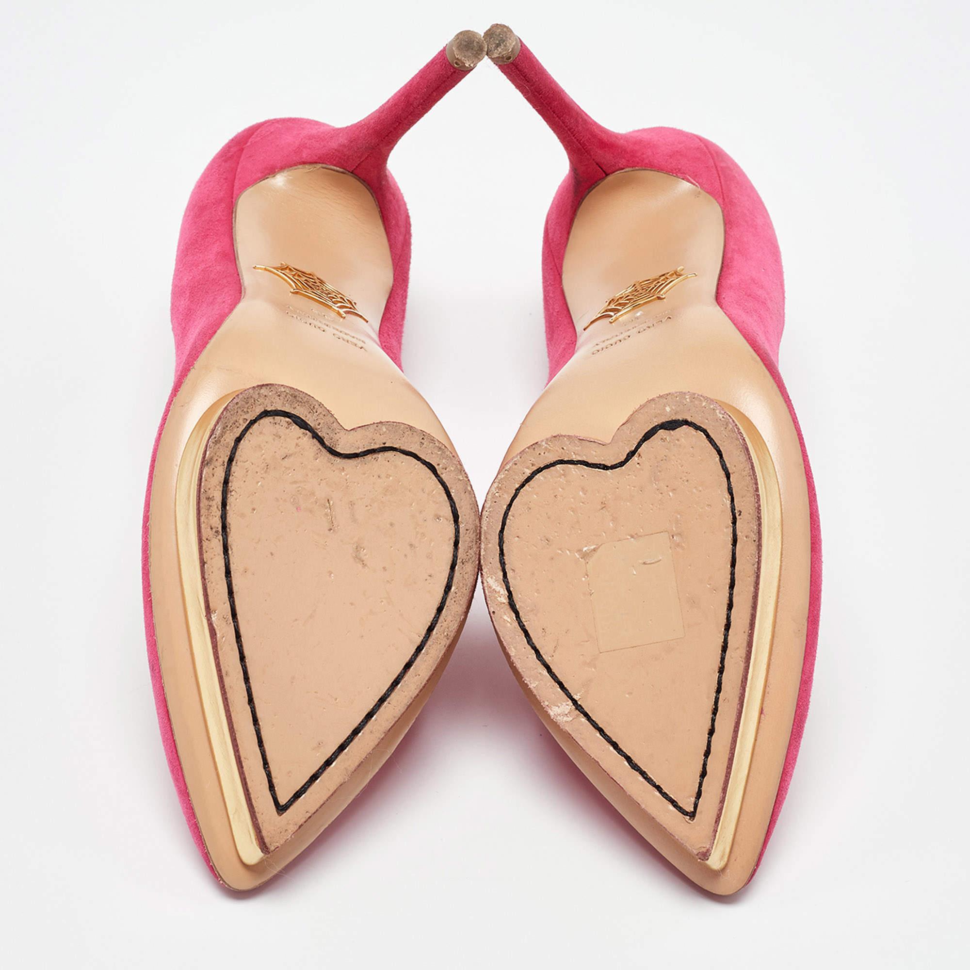 Charlotte Olympia escarpins à plateforme en daim rose taille 36 en vente 1