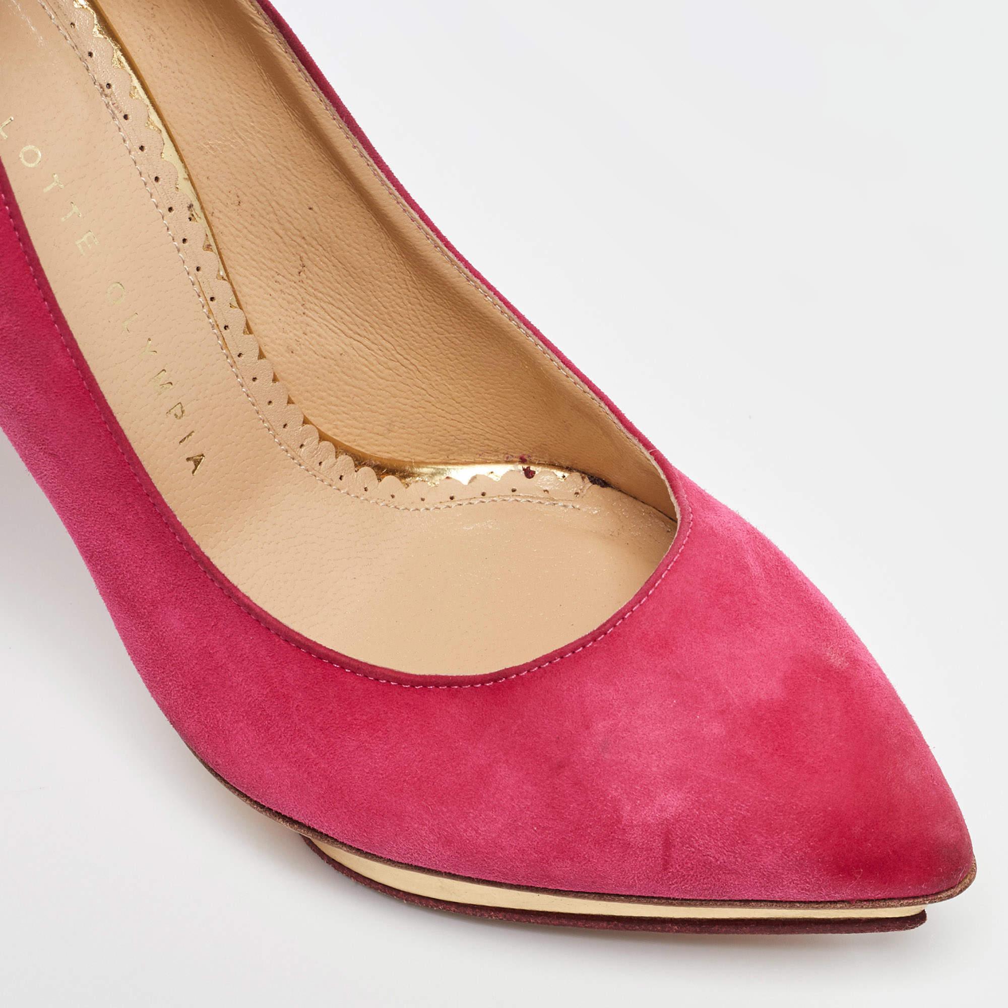 Charlotte Olympia escarpins à plateforme en daim rose taille 36 en vente 2