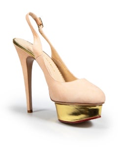 Charlotte Olympia Pink Suede Slingback Pumps Size IT 39.5