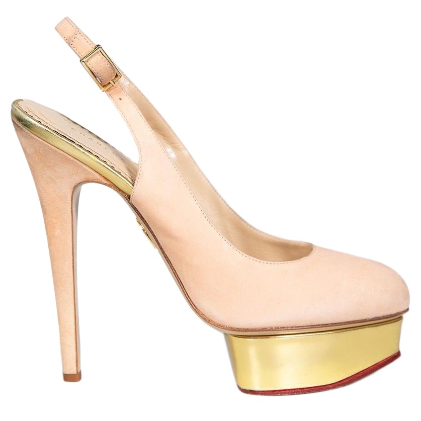 Charlotte Olympia Pink Suede Slingback Pumps Size IT 39.5