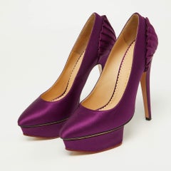 Charlotte Olympia Purple Satin Platform Pumps Size 36