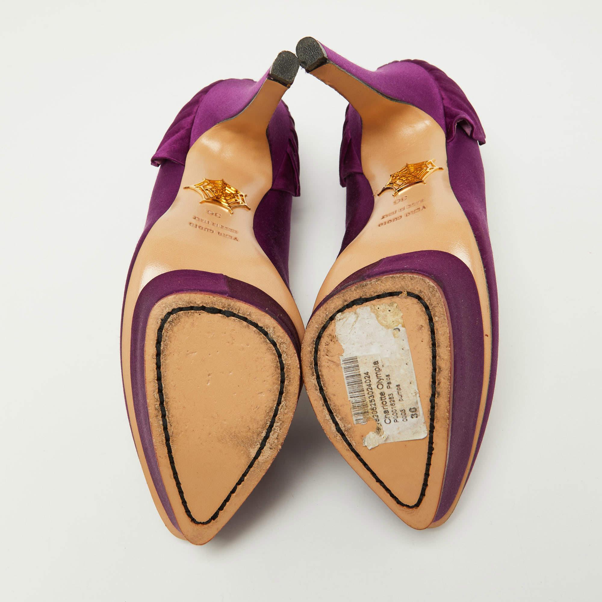 Charlotte Olympia Purple Satin Platform Pumps Size 36 For Sale 2