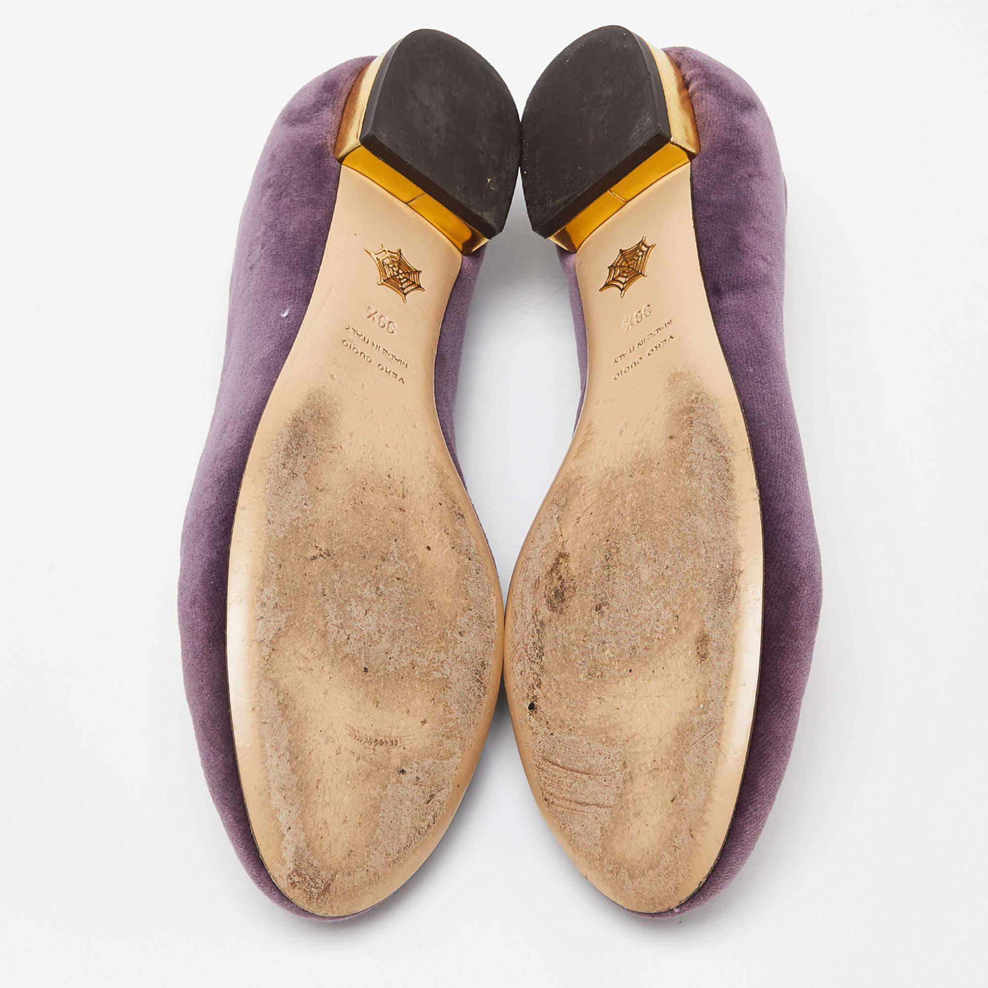 Charlotte Olympia Purple Velvet Emoticats Cheeky Kitty Ballet Flats Size 39.5 1