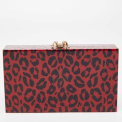 Charlotte Olympia - Pochette rouge/noir en plexiglas imprimé léopard Pandora Classic Box