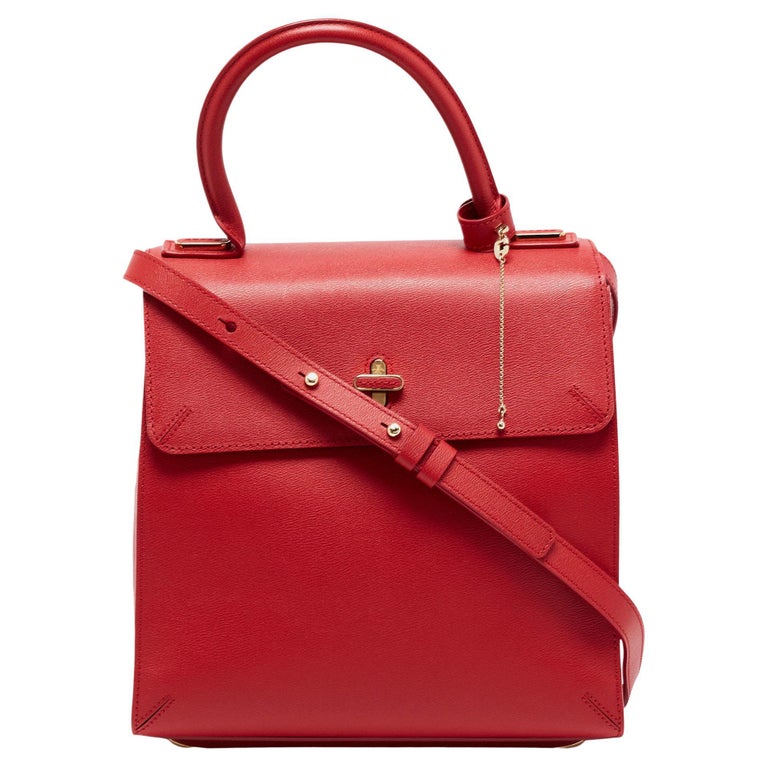 Charlotte Olympia Red Leather Bogart Top Handle Bag For Sale at 1stDibs